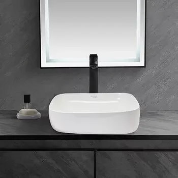 GLOCERA NEON WASH BASIN ROUND WHITE GLOSSY VESSEL / TABLE TOP / COUNTER TOP GLOCERA | Model: GG/AB/62008