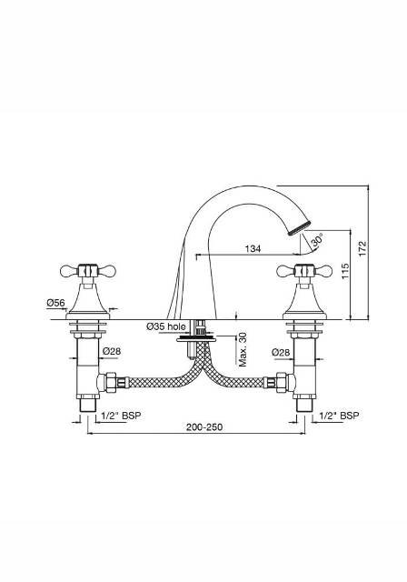 3-Hole Basin Mixer | Model : QQP-ACR-7189PM