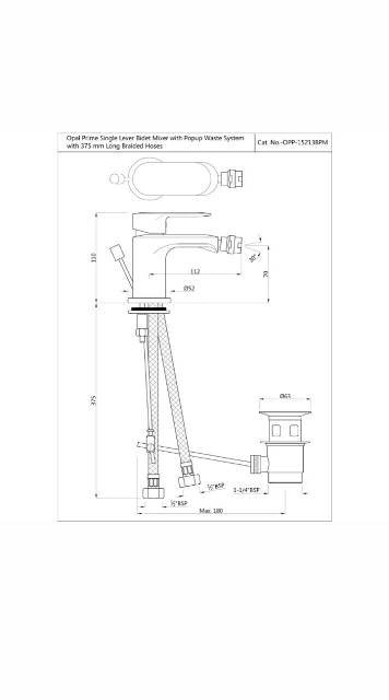 Single Lever Bidet Mixer With Popup Waste | Model : OPP-ACR-15213BPM