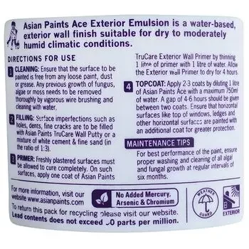 ASIAN PAINTS ACE EXTERIOR EMULSION AC21G 3.6LTR ASIAN PAINTS | Model: 00519607243