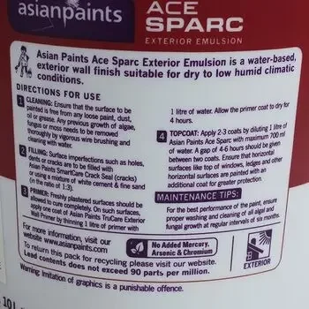 ASIAN PAINTS ACE SPARC SUPER WHITE 10LTR ASIAN PAINTS | Model: 67162022310