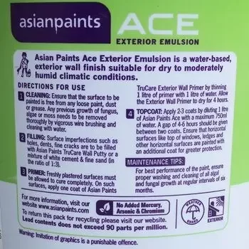 ASIAN PAINTS ACE EXTERIOR EMULSION AC21G 18LTR ASIAN PAINTS | Model: 00519607329