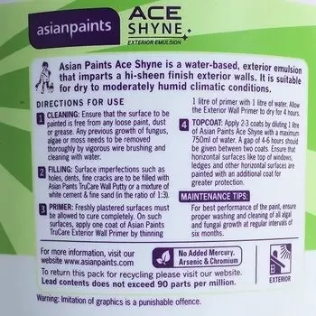 ASIAN PAINTS ACE SHYNE WHITE 20LTR ASIAN PAINTS | Model: 57590908320