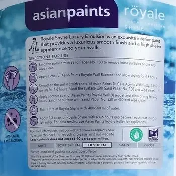 ASIAN PAINTS ROYALE SHYNE WHITE 10LTR ASIAN PAINTS | Model: 00290908310