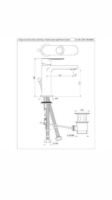 Single Lever Basin Mixer With Popup | Model : ORP-BLM-10051BPM