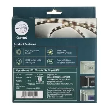 WIPRO GARNET LED 24V STRIP 4000K WHITE 120 METER WIPRO |Model: D412840/DF22840