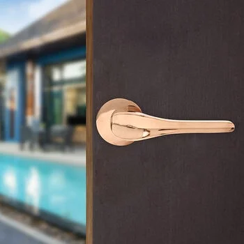 YALE YALE PREMIUM PVD BRASS LEVER HANDLE WITH ROSE/ESCUTCHEONS, ROSE/ GOLD YP YALE Model: YPVL-901-RG