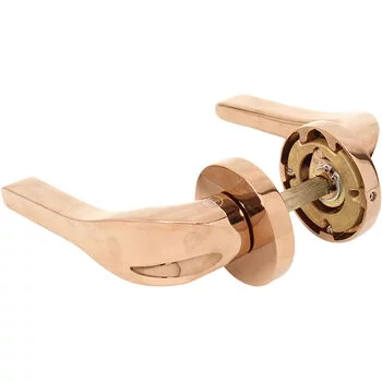 YALE YALE PREMIUM PVD BRASS LEVER HANDLE WITH ROSE/ESCUTCHEONS, ROSE/ GOLD YP YALE Model: YPVL-901-RG