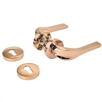 YALE YALE PREMIUM PVD BRASS LEVER HANDLE WITH ROSE/ESCUTCHEONS, ROSE/ GOLD YP YALE Model: YPVL-901-RG