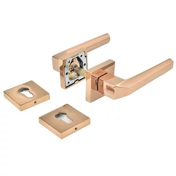 YALE YALE PREMIUM PVD BRASS LEVER HANDLE WITH ROSE/ESCUTCHEONS, ROSE/ GOLD YP YALE Model: YPVL-904-RG