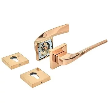 YALE YALE PREMIUM PVD BRASS LEVER HANDLE WITH ROSE/ESCUTCHEONS, ROSE/ GOLD YP YALE Model: YPVL-909-RG