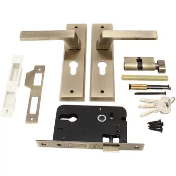 YALE MORTISE COMBO SET WITH 8IN BP 60MM CYLINDER TT WITH 50MM C/C 50MM// BS LOCK BODY AB LEVER HANDLES YALE Model: YMC501-8P-60MM-5050-TT-AB