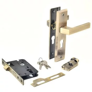 YALE MORTISE COMBO SET WITH 8IN BP 60MM CYLINDER TT WITH 50MM C/C 50MM// BS LOCK BODY AB LEVER HANDLES YALE Model: YMC501-8P-60MM-5050-TT-AB