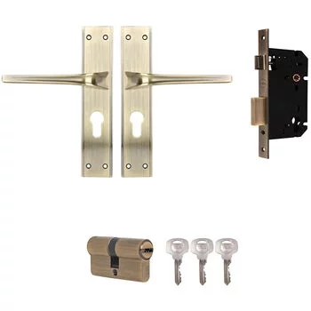 YALE MORTISE COMBO SET ROSE ESCUTCHEONS 60MM CYLINDER DC WITH 85MM C/C// 45MM BS L YMC511 LEVER HANDLES YALE | Model: YMC511-RE-60MM-8545-DC-AB