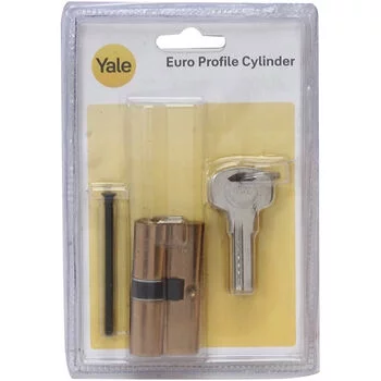 YALE 60MM CYLINDER WITH BOTHSIDE KEYS, PVD RG WITH DIMPLED KEY YALE Model: 60 MM DC PRG DK-S