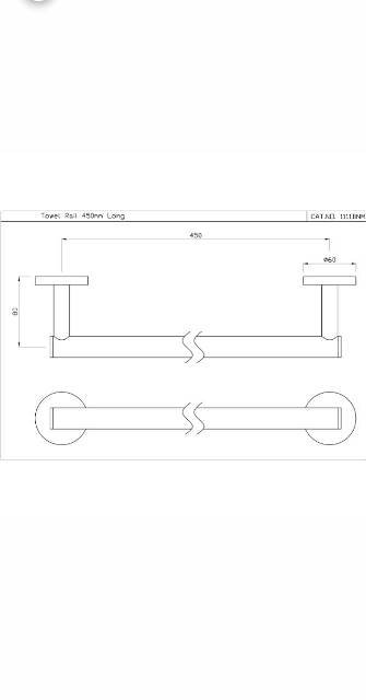 Single Towel Rail 450mm Long | Model : ACN-ACR-1111BNM