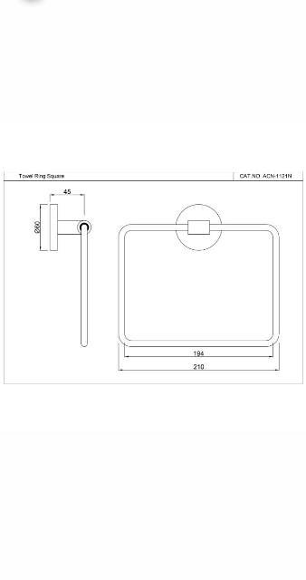 Towel Ring Square With Round Flange | Model : ACN-CHR-1121N