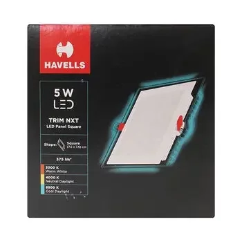 HAVELLS LED TRIM NXT PANEL 5W SQ COOL DAY LIGHT LHEBLEPFPVNW005 HAVELLS Model: LHEBLEPFPVNW005