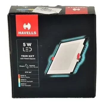 HAVELLS LED TRIM NXT PANEL 5W SQ COOL DAY LIGHT LHEBLEPFPVNW005 HAVELLS Model: LHEBLEPFPVNW005