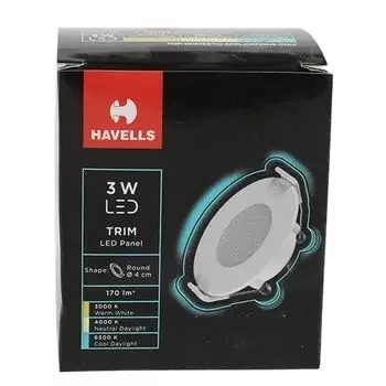 HAVELLS LED TRIM JUNCTION BOX COOL DAY LIGHT 3W HAVELLS | Model: LHEBAKP7IZ1W003