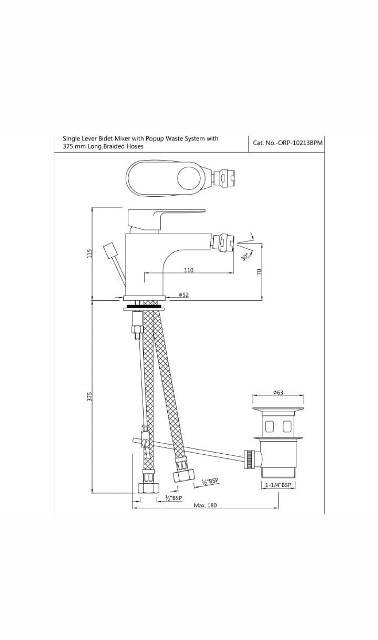 Single Lever 1-Hole Bidet Mixer With Popup Waste System | Model : ORP-CHR-10213BPM