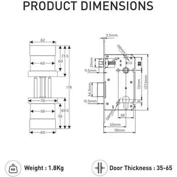 OZONE DIGITAL DOOR LOCK-ORACLE SERIES OZONE | Model: OZ-FDL-11-RBL BLACK