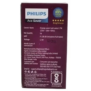 PHILIPS ACE SAVER 230 LUMEN WARM WHITE B22 P45 2.7W PHILIPS |Model: 929001254413