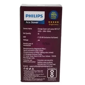 PHILIPS ACE SAVER 350 LUMEN WARM WHITE E27 P45 4W PHILIPS | Model: 929001254913