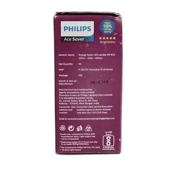 PHILIPS LED CLEAR CANDLE 400 LUMEN WARM WHITE B22 4W PHILIPS | Model: 929001930813