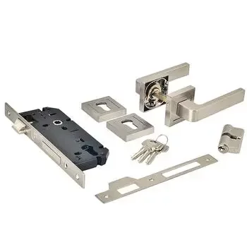 YALE YALE COMBO SET 503, 60MM DC CYLINDER,ROSE BACKPLATE, 8545 LOCK BODY, STAINLESS STEEL LEVER HANDLES YALE | Model: YMC503-RE-60MM-8545-DC-SS