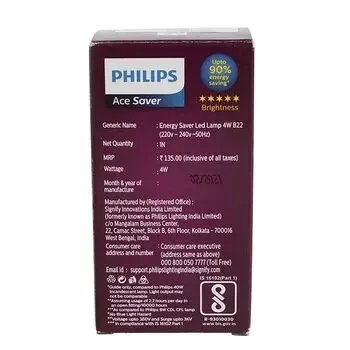 PHILIPS ACE SAVER 350 LUMEN WARM WHITE B22 P45 4W PHILIPS | Model: 929001254813