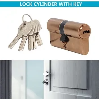 YALE 60MM CYLINDER WITH BOTHSIDE KEYS, PVD RG WITH DIMPLED KEY YALE | Model: 60 MM DC PRG DK-S