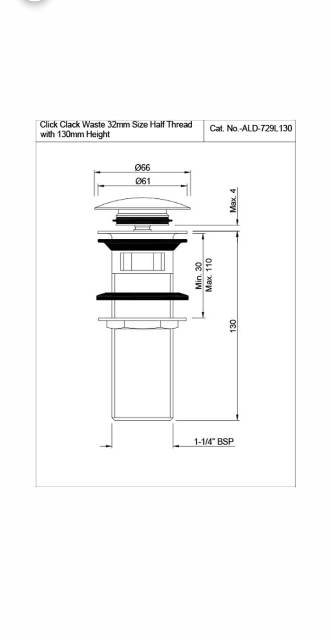 Click Clack Waste | Model : ALD-CHR-729L130